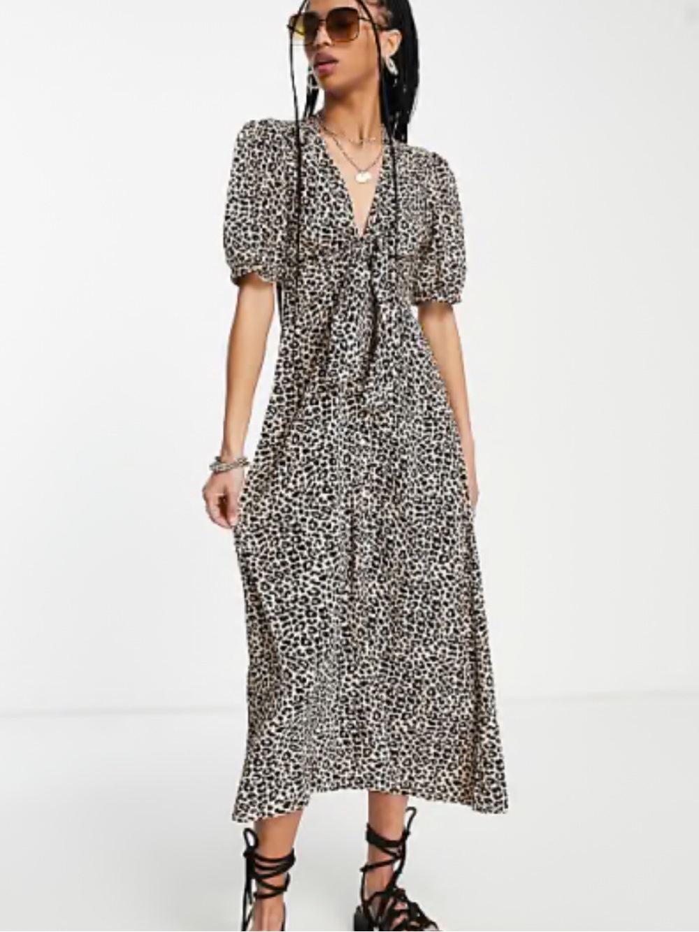 ASOS - Leopard Print Maxi Dress - Beige & Black